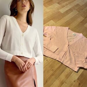 Wilfred for Aritzia light pink button down cropped cardigan size s